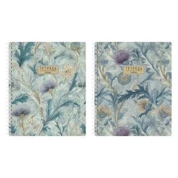 Тетрадь А5  48л кл. гребень Hatber  пласт.обл. "Дыхание цветов" 2диз.в блоке