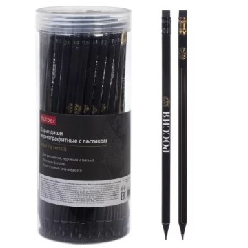 Карандаш ч/гр "Символы России" НВ с ластиком, дерево