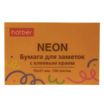 Бумага с липким краем (76*51мм) 100л "Neon. Оранжевый"