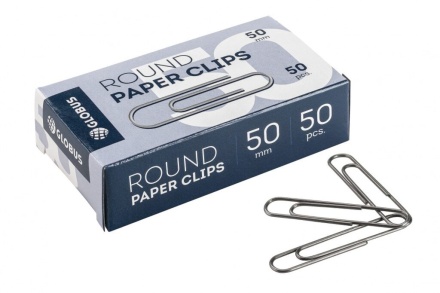 Скрепки 50мм -  50шт. никелированные, карт.уп.