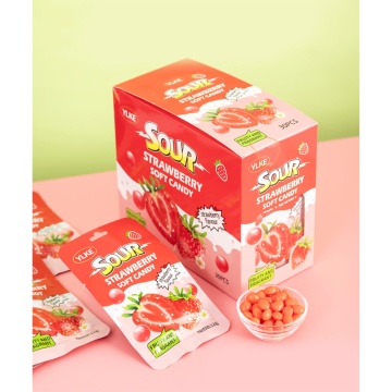 Леденцы кислые мягкие Strawberry Soft Candy 12 г. ,/уп.30 шт./, клубника