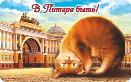 Магнит сувенирный СПБ В Питере быть! Котик-Арка