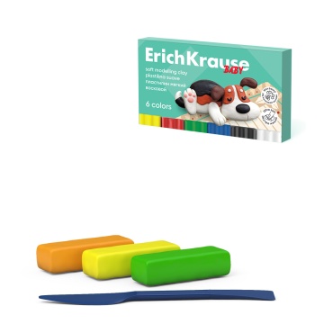 Пластилин  6цв  78гр. Erich Krause Baby, восковой, мягкий со стеком