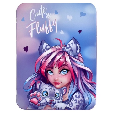 Пенал металлический (235*175*20) "Девушка с барсом"