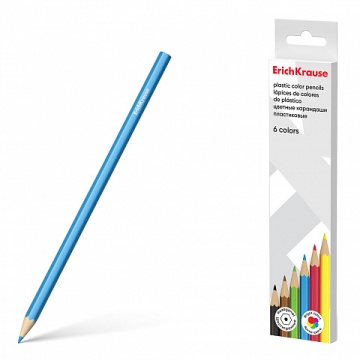 Карандаши цвет. 6цв Erich Krause, пласт., шестигранные