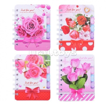 Блокнот на евроспирали ЦВЕТЫ 12х9,3 см, 60 л., линованный внутренний блок, плотность бумаги 70г.м2, 4 дизайна в ассортименте, ОПП-упаковка