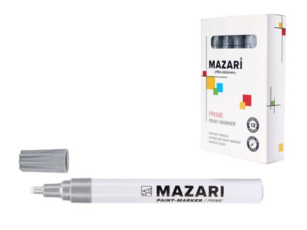 Маркер-краска PRIME, серебряный. Алюмин.корпус. Ширина линии 2 мм
