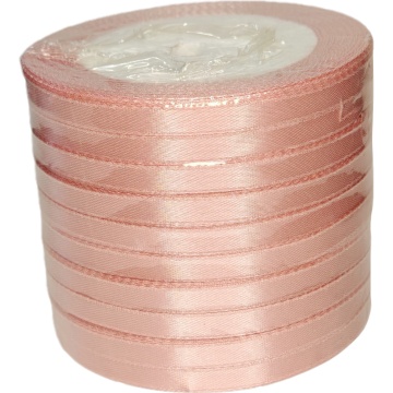 Лента упаковочная атласная 6мм, 22 м розовая (10шт/уп)