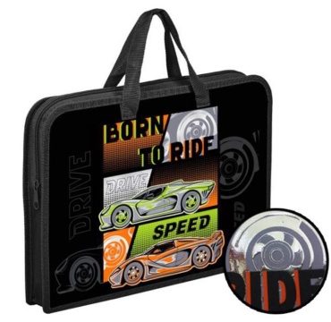 Папка А4 (340*245*40) с ручками, молния, пластик, фольга "Автодрайв" диз.с двух сторон