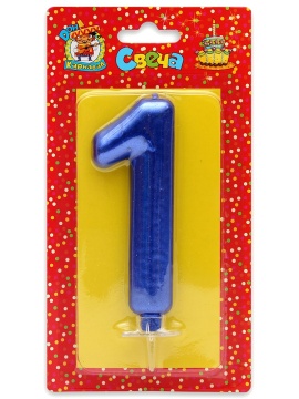 Свеча-цифра "1" Синий металлик"