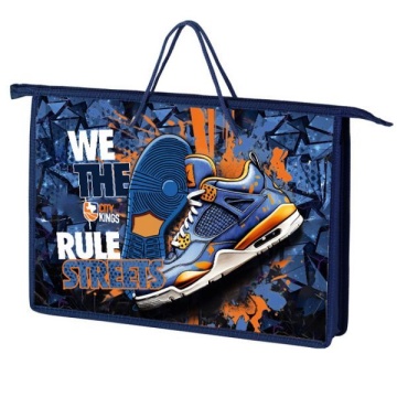 Папка А4 (340*245*45) с ручками, молния, пластик "Кроссы"