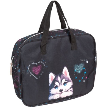 Папка А4 (360*280*80) с ручками, молния, ткань " Cute Husky "