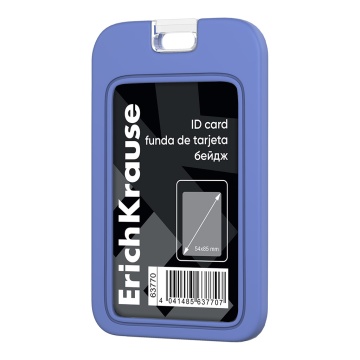 Бейдж вертикальный ErichKrause силиконовый, размер вставки 54х85, синий (в пакете)