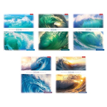 Тетрадь А5 48л ЛИН. Hatber пласт.обл. "Ocean" 5 диз.в блоке