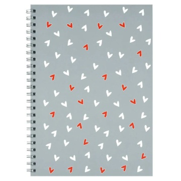 Блокнот А5  48л гребень "Сердечки на сером" кл., мат.лам.