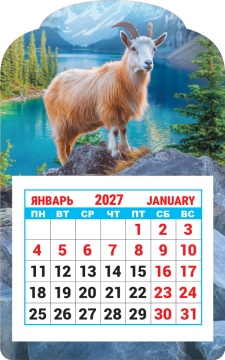 Календарь на магните фигурный 95х150мм на 2027г. "Символ года. На горе"