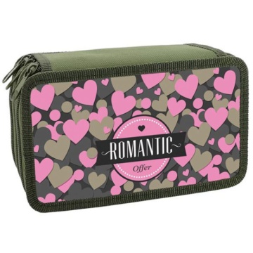 Пенал 3 отд. (190*110*63) молния, лам.картон "Сердечки арт"