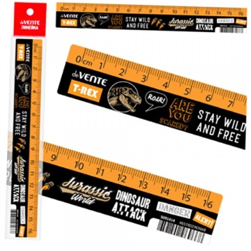 Линейка 16 см пластик, T-Rex"", с цветным стикером