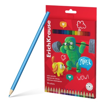 Карандаши цвет. 18 цв. ErichKrause Jolly Friends шестигранные