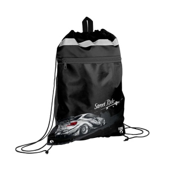 Мешок для обуви 1 отд, 360*480 карман, светоотр. "Белая машина" петля