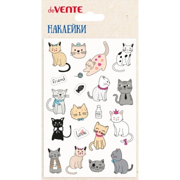 Наклейки декоративные объемные 10*15см  "Кошечки",мягкие, многоразовые