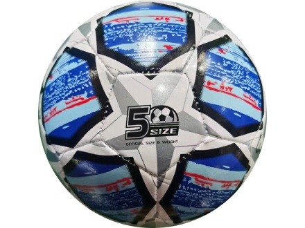 Мяч спортивный футбольный размер 5, диам. 21 см, PVC, 300гр, сине-белый, НЕ НАДУТЫЙ