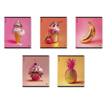 Тетрадь А5 48л кл. Erich Krause "Glow Food", матовая ламинация+выборочный УФ-лак MIX-PACK