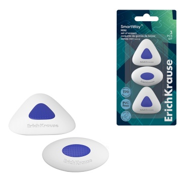 Набор из 3 ластиков с пластиковым держателем ErichKrause SmartWay Mini (в блистере)