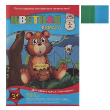 Бумага цв. немелов. газетная А4 6цв. 6л. одностор., пл. 50гр "Ассорти" на скрепке