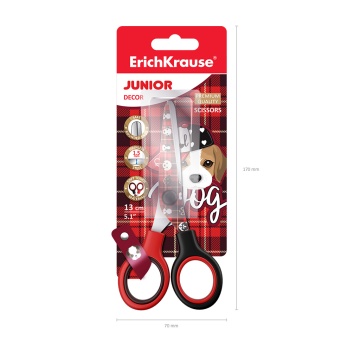 Ножницы ErichKrause Junior Decor Cute Dog с принтом на лезвиях, 13см (в блистере по 1 шт.)