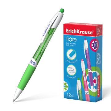 Ручка шар. ЕК FIORE автомат, 0,7мм, синяя, рез.держ, цв.тонир. корп. (ассорти)