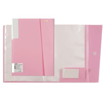Папка файл А4  20лист 0,50мм, А3 с клапаном на липучке, пастель розовая