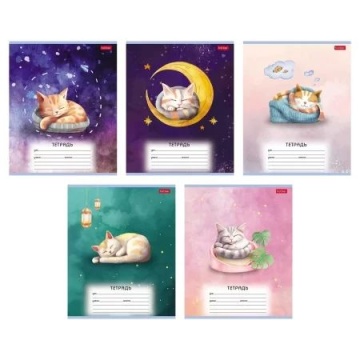 Тетрадь А5 12л лин. Hatber "Пушистые сны" 5 диз.в блоке