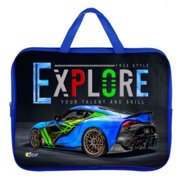 Папка для тетрадей. А4. АВТО EXPLORE. Текстиль, ручка тесьма. 350*265*80 мм