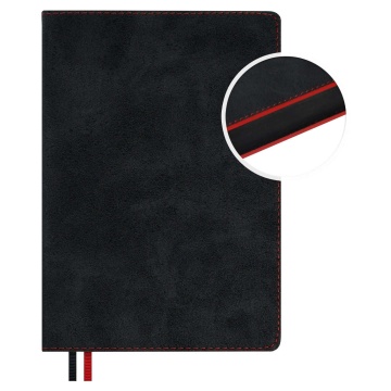Ежедневник полудат. А5 192л. кожзам, тв.пер. "Тиволи делавэ черный/красный" ляссе