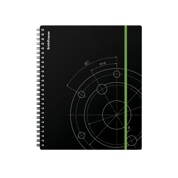 Тетрадь общая с пластиковой обложкой на спирали ErichKrause Draft, черный, А5+, 80 листов, клетка, н