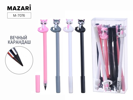 Карандаш вечный КОШЕЧКИ, 4 цвета корпуса ассорти