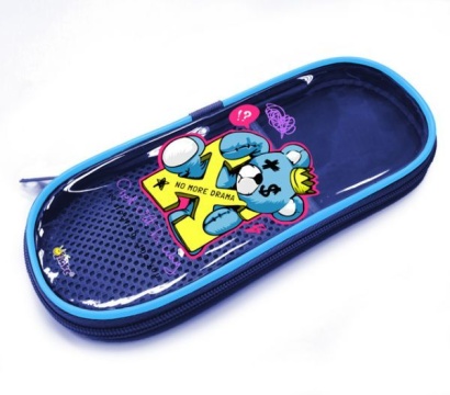 Пенал-косметичка с откид.планкой (220*90*25) молния, ПВХ, карман "Мишка граффити"