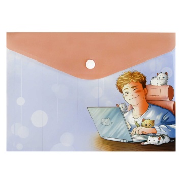 Конверт на кнопке  с рисунком А5 За работой, 24*17см