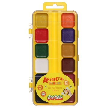 Краски акварельные 12цв  Каляка-Маляка круг. кювет без кист. пласт. уп. европодвес