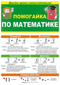 Шпаргалка 210*150мм "Помогайка по математике"