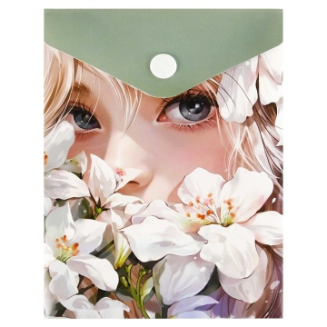 Конверт на кнопке  с рисунком А6 (158*114мм) Девушка в лилиях