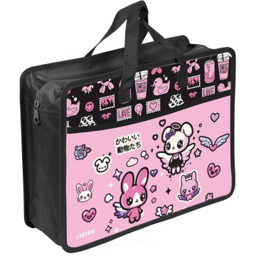 Папка А4 (335*260*100) с ручками, молния, пластик" Lovely Little Friends",с карманом