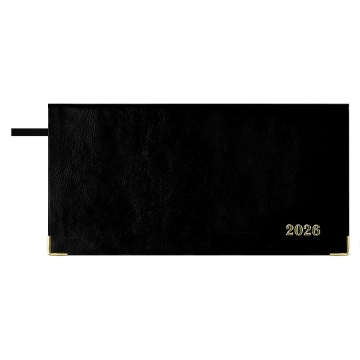 Планинг дат. 2026г 170*88мм 64л., кожзам., интегр.пер. "Сариф черный" ляссе