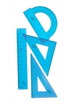 Линейки. Геометрический набор МАЛЫЙ прозрачный, синий, 4 предмета