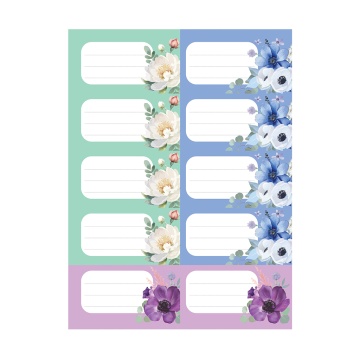Наклейки на тетрадь ErichKrause Pastel Bloom, 3 листа, в пакете с европодвесом
