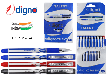 Ручка шар. На масл.основе. DIGNO "TALENT". Стильный дизайн: синий корпус с серебр.рис. 7 син, 1 красн, 2 чёрн, 0,7mm.