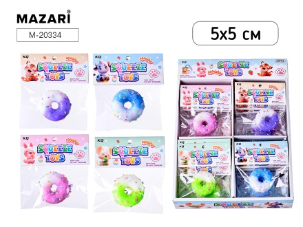 Антистресс-мялка "Сквиш пончик" 5*5см ассорти 4 вида