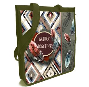 Сумка для внешкольных занятий Перья хаки , 350х305х70 мм.ОНИКС