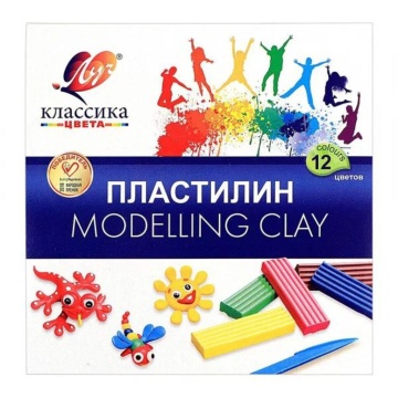 Пластилин 12цв 240гр. Классика, со стеком,  карт.упак.